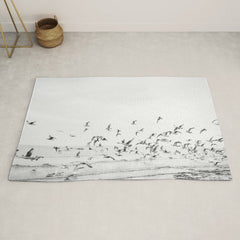 "Seagulls" | Coastal black and white photo | Film photography | Beach Rug