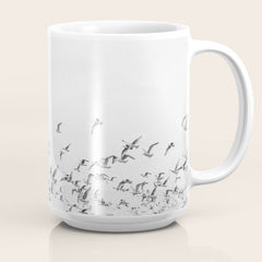 "Seagulls" | Coastal black and white photo | Film photography | Beach Coffee Mug