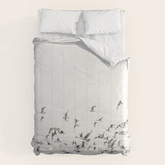 "Seagulls" | Coastal black and white photo | Film photography | Beach Comforter