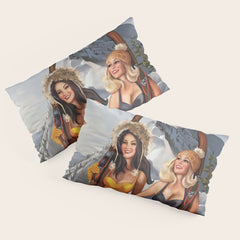"Ski Bunnies" Cool Retro Winter Pinup Girl Art Pillow Sham