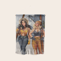 "Ski Bunnies" Cool Retro Winter Pinup Girl Art Wall Hanging