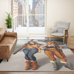 "Ski Bunnies" Cool Retro Winter Pinup Girl Art Rug