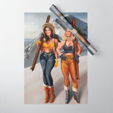 "Ski Bunnies" Cool Retro Winter Pinup Girl Art Wrapping Paper