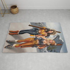 "Ski Bunnies" Cool Retro Winter Pinup Girl Art Rug