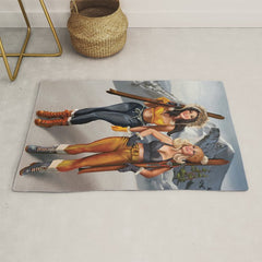 "Ski Bunnies" Cool Retro Winter Pinup Girl Art Rug
