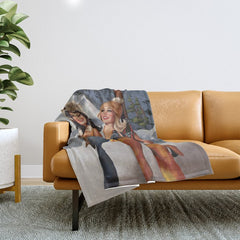 "Ski Bunnies" Cool Retro Winter Pinup Girl Art Throw Blanket
