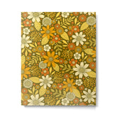 1970s Retro Flowers Pattern in Yellow, Orange & Olive Green Metal Print