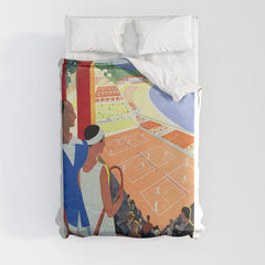 1930 MONTE CARLO Tennis Monaco Travel Poster Duvet Cover