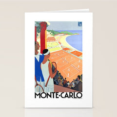1930 MONTE CARLO Tennis Monaco Travel Poster Stationery Card