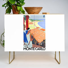 1930 MONTE CARLO Tennis Monaco Travel Poster Credenza