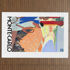 1930 MONTE CARLO Tennis Monaco Travel Poster Outdoor Rug