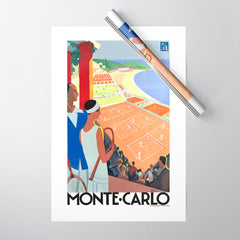 1930 MONTE CARLO Tennis Monaco Travel Poster Wrapping Paper