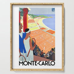 1930 MONTE CARLO Tennis Monaco Travel Poster Serving Tray