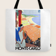 1930 MONTE CARLO Tennis Monaco Travel Poster Tote Bag
