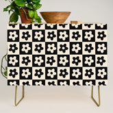 90s flowers checkers cream and black Credenza