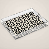 90s flowers checkers cream and black Acrylic Tray