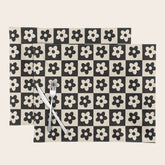 90s flowers checkers cream and black Placemat