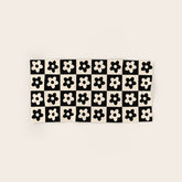 90s flowers checkers cream and black Bath Towel
