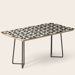 90s flowers checkers cream and black Coffee Table