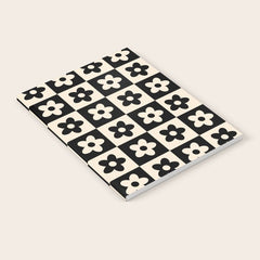 90s flowers checkers cream and black Notebook