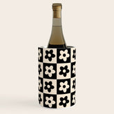90s flowers checkers cream and black Wine Chiller
