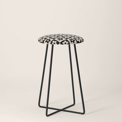90s flowers checkers cream and black Stool