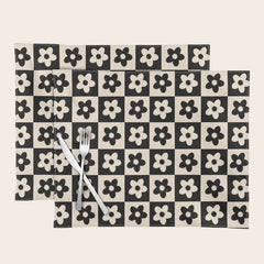 90s flowers checkers cream and black Placemat