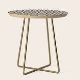 90s flowers checkers cream and black Side Table