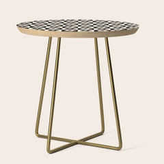 90s flowers checkers cream and black Side Table