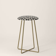 90s flowers checkers cream and black Stool