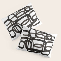 Writing On The Wall' Mid Century Modern Fun Abstract Shapes Pillow Sham