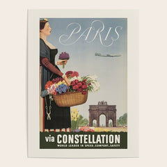 1950s Paris Vintage Travel Poster Poster
