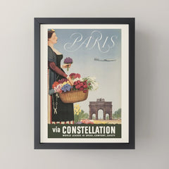 1950s Paris Vintage Travel Poster Mini Art Print