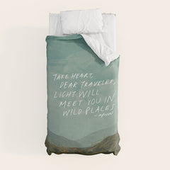 "Take Heart, Dear Traveller, Light Will Meet You In Wild Places." | Landscape Design Duvet Cover
