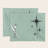 1950s Atomic Age Retro Starbursts in Aqua Mint and Black Placemat