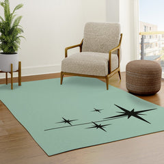 1950s Atomic Age Retro Starbursts in Aqua Mint and Black Rug