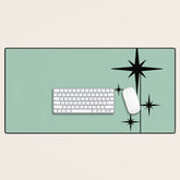 1950s Atomic Age Retro Starbursts in Aqua Mint and Black Desk Mat