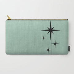 1950s Atomic Age Retro Starbursts in Aqua Mint and Black Carry All Pouch