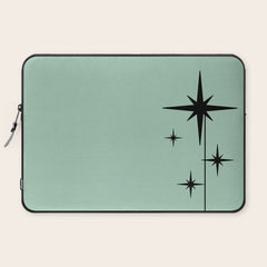 1950s Atomic Age Retro Starbursts in Aqua Mint and Black Laptop Sleeve