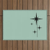 1950s Atomic Age Retro Starbursts in Aqua Mint and Black Outdoor Rug
