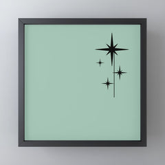 1950s Atomic Age Retro Starbursts in Aqua Mint and Black Mini Art Print