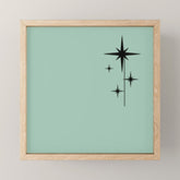 1950s Atomic Age Retro Starbursts in Aqua Mint and Black Mini Art Print