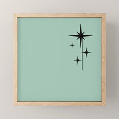 1950s Atomic Age Retro Starbursts in Aqua Mint and Black Mini Art Print