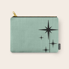 1950s Atomic Age Retro Starbursts in Aqua Mint and Black Carry All Pouch