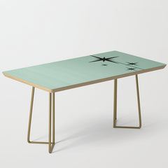 1950s Atomic Age Retro Starbursts in Aqua Mint and Black Coffee Table