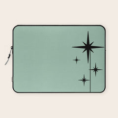 1950s Atomic Age Retro Starbursts in Aqua Mint and Black Laptop Sleeve