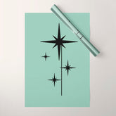 1950s Atomic Age Retro Starbursts in Aqua Mint and Black Wrapping Paper