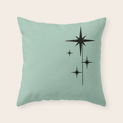 1950s Atomic Age Retro Starbursts in Aqua Mint and Black Throw Pillow