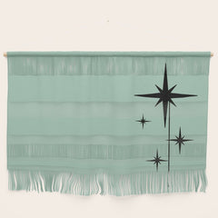 1950s Atomic Age Retro Starbursts in Aqua Mint and Black Wall Hanging