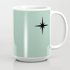 1950s Atomic Age Retro Starbursts in Aqua Mint and Black Coffee Mug